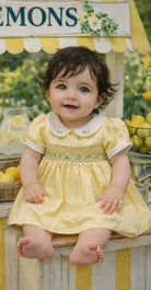 SS26 Baby Girls Lemon Easter Smock Dress Dainty Delilah