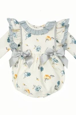 Girls Cream Floral Frilly Romper