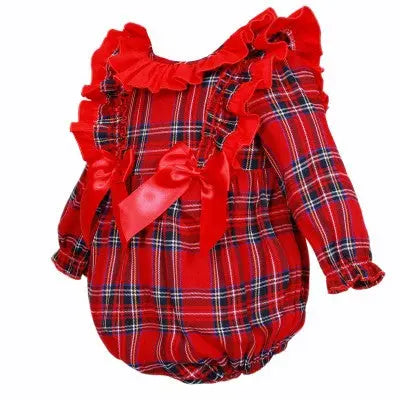 Baby Girls Red Tartan Christmas Romper Dainty Delilah
