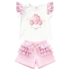 SS26 Girls Pink Air Balloon Summer T-Shirt & Short Set Dainty Delilah