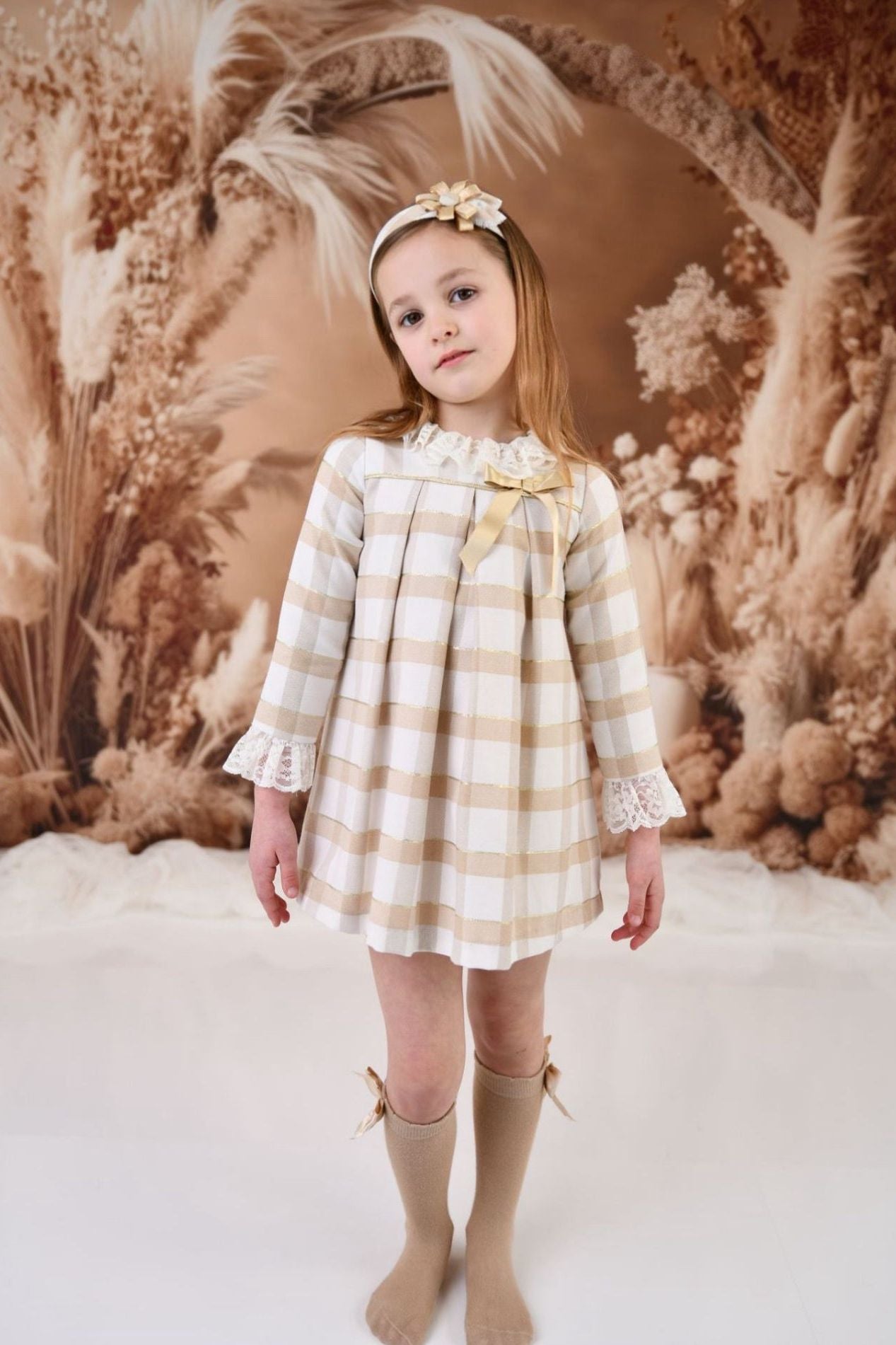 AW24 Rochy Girls Glitter Check Aline Lace Dress