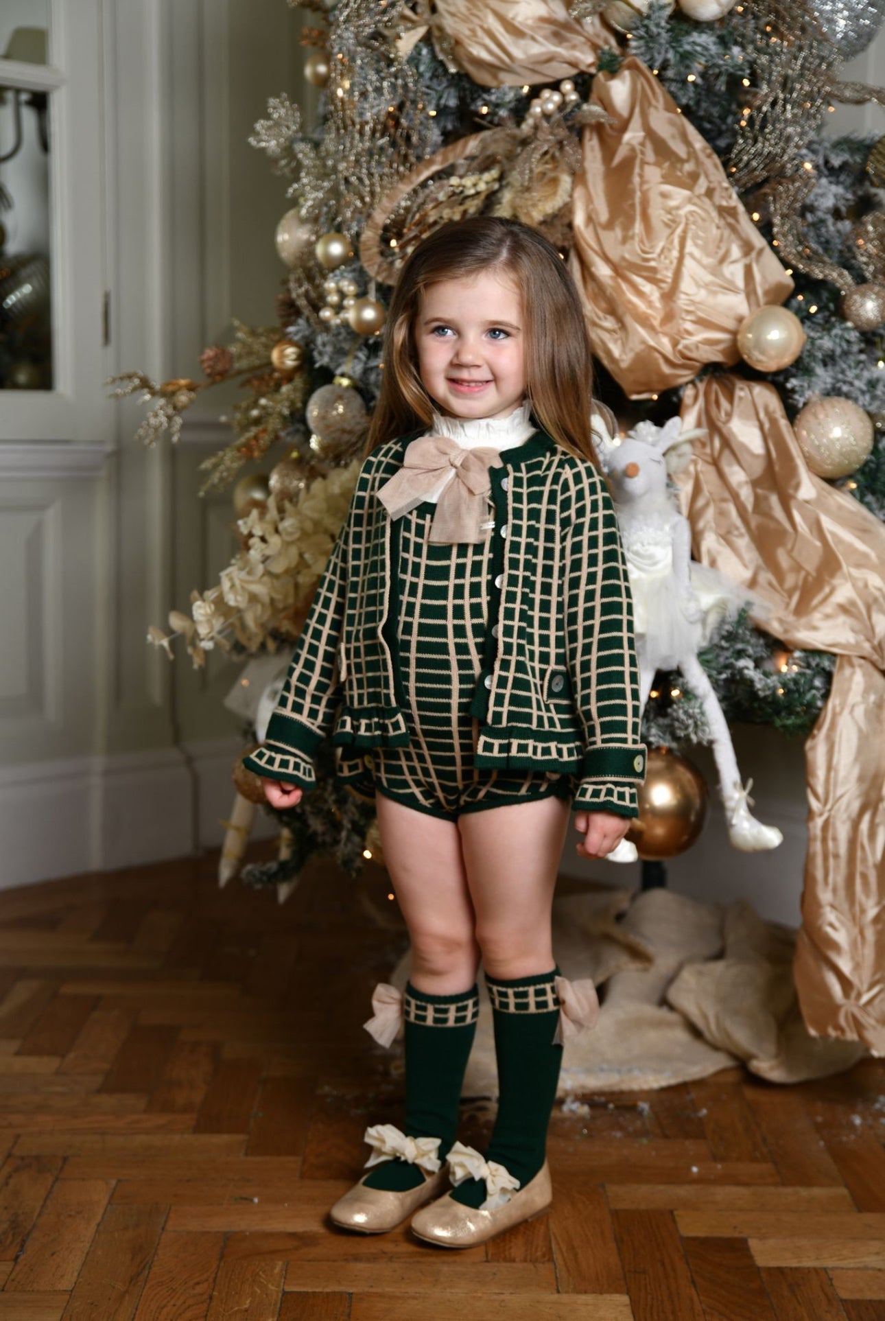 AW24 Rahigo Baby Camel & Green Romper Set & Socks Rahigo Moda Infantil