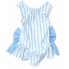Girls Summer Blue Stripe Swimming Costume Dainty Delilah