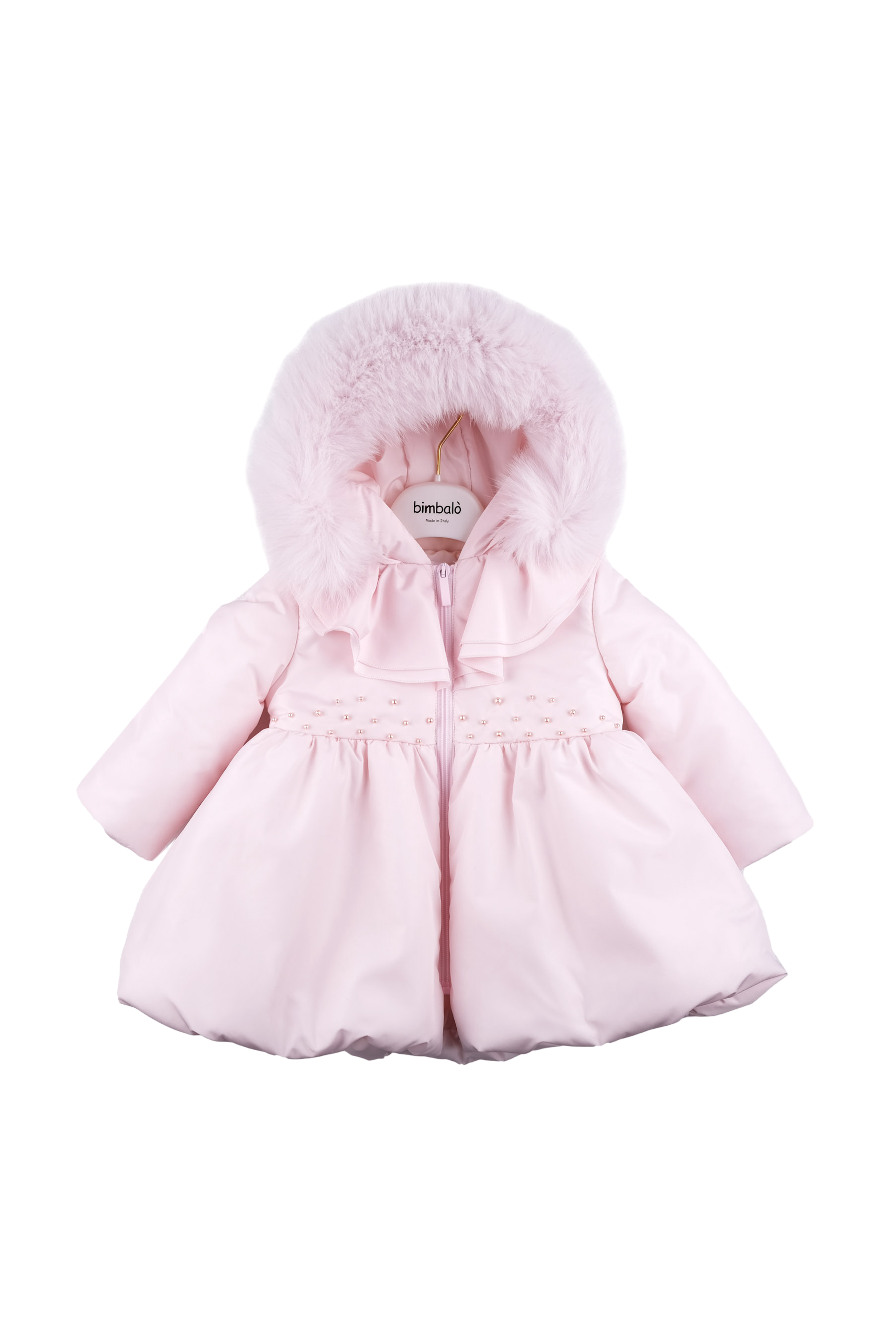 AW24 Bimbalo Girls Pink Fur Pearl Coat