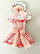 SS26 Naxos Baby Girls Coral & Peach Shirt & H Bar Romper Naxos