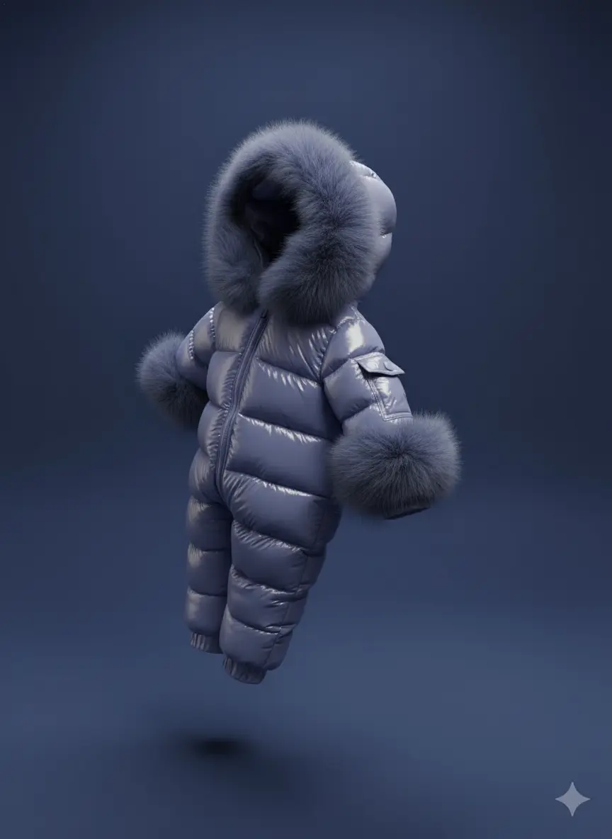Navy Blue Detachable Fur Snowsuit Dainty Delilah