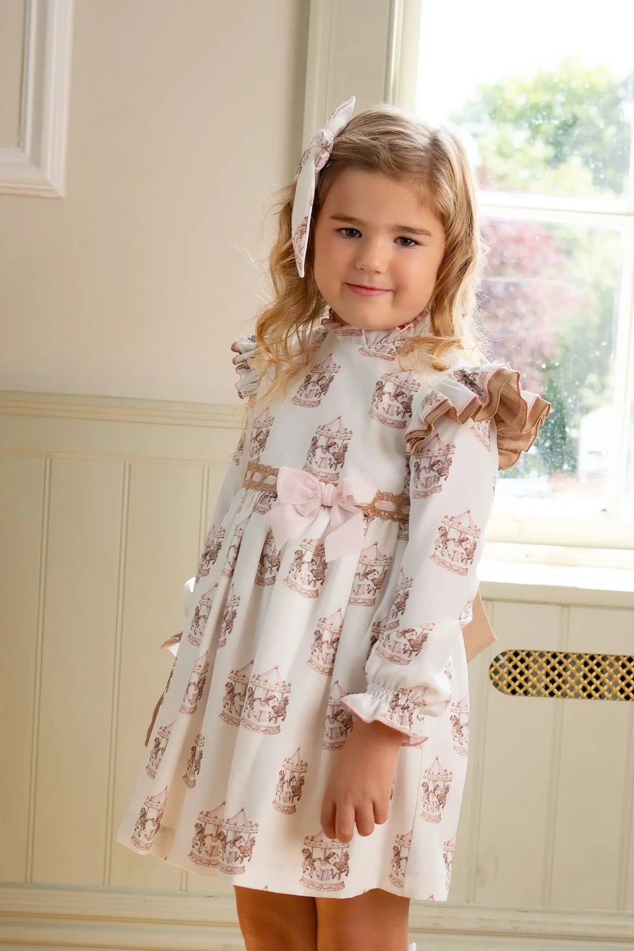 AW25 Babine Girls Pink Frill Carousel Dress Babine