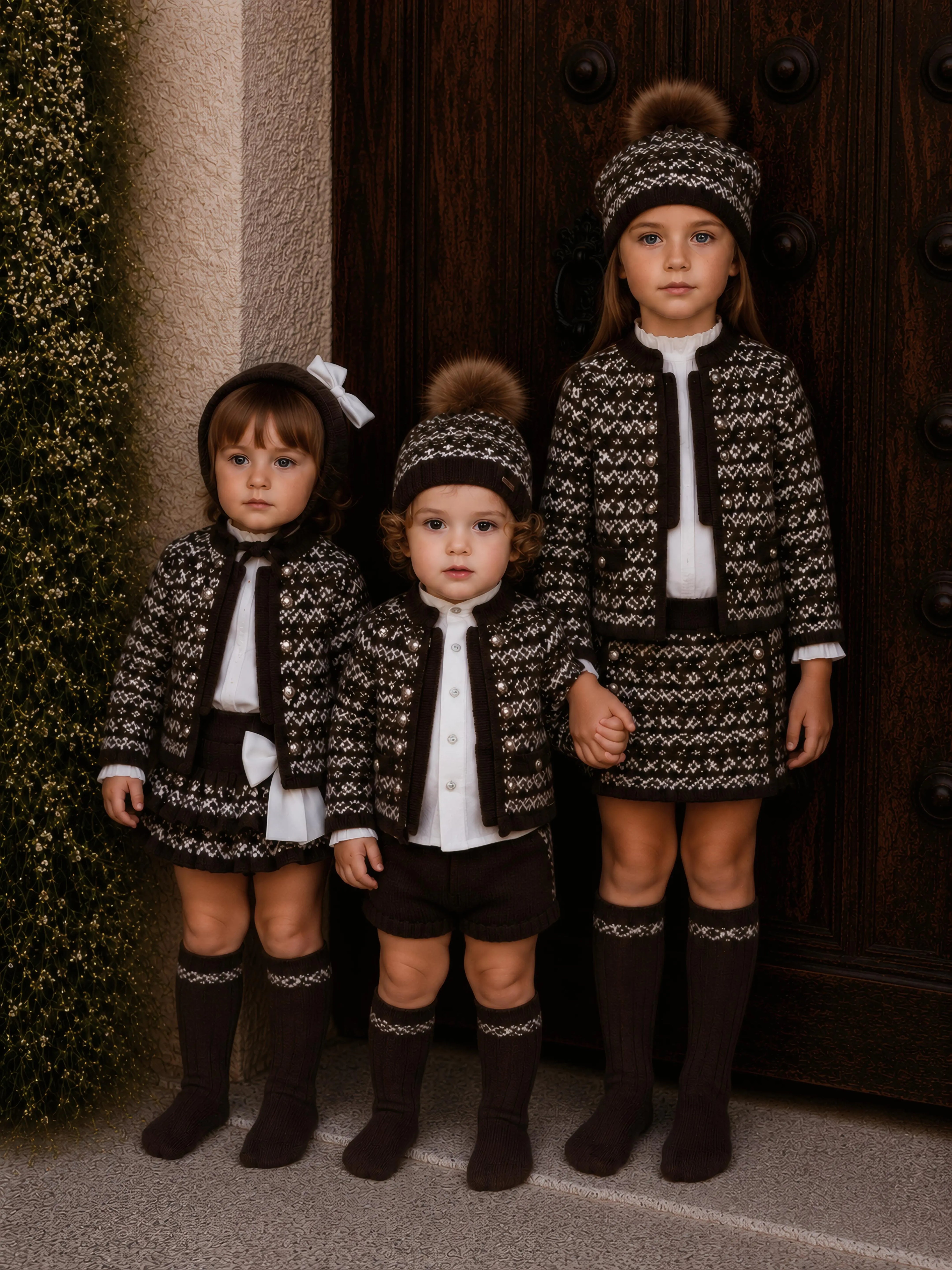 AW26 Rahigo Baby Boys Chocolate Knitted Romper 5P Set Rahigo Moda Infantil