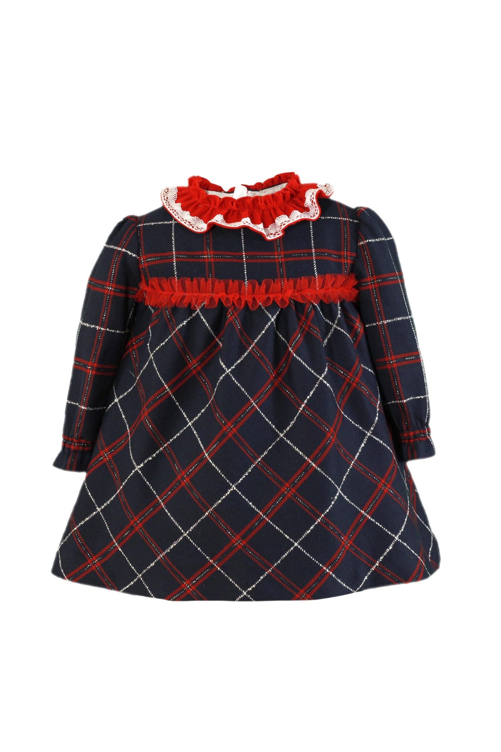 AW24 Miranda Baby Girls Navy Check Dress 129V - Dainty Delilah