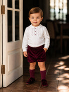 AW26 Miranda Baby Boys Burgundy Velvet Shorts Set Miranda
