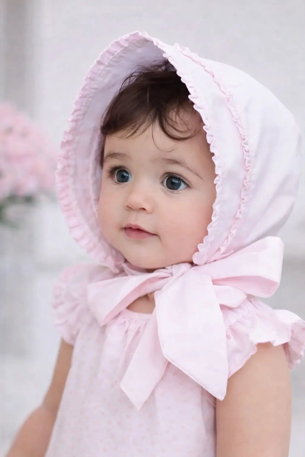 SS26 Baby Girls Pink Frilly Sun Bonnets Dainty Delilah