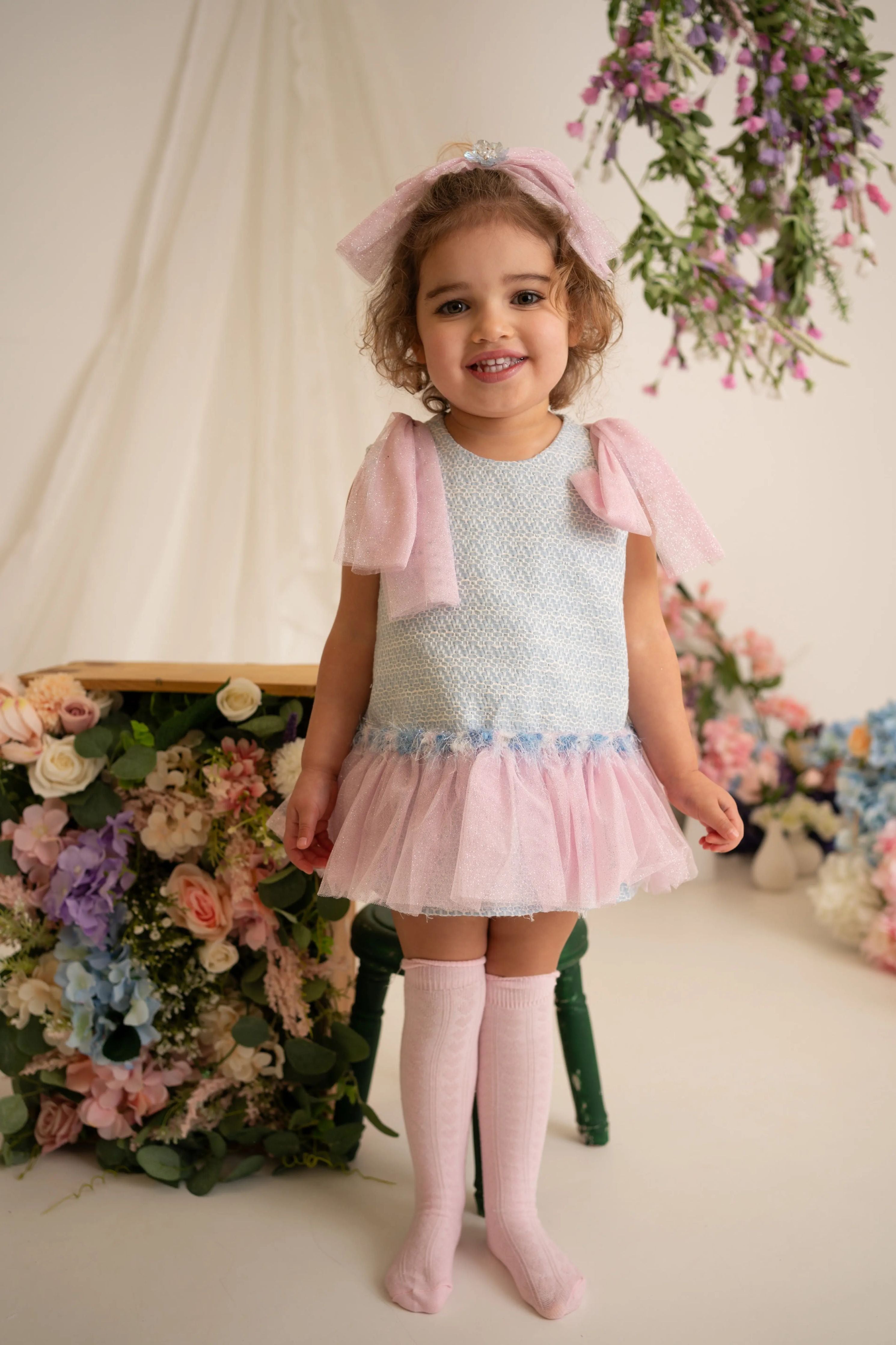 SS26 Naxos Baby Girls Bubblegum Tulle Dress & Knickers Naxos