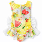 Girls Summer Lemon Fruit Frilly Bow Swimming Costume Dainty Delilah
