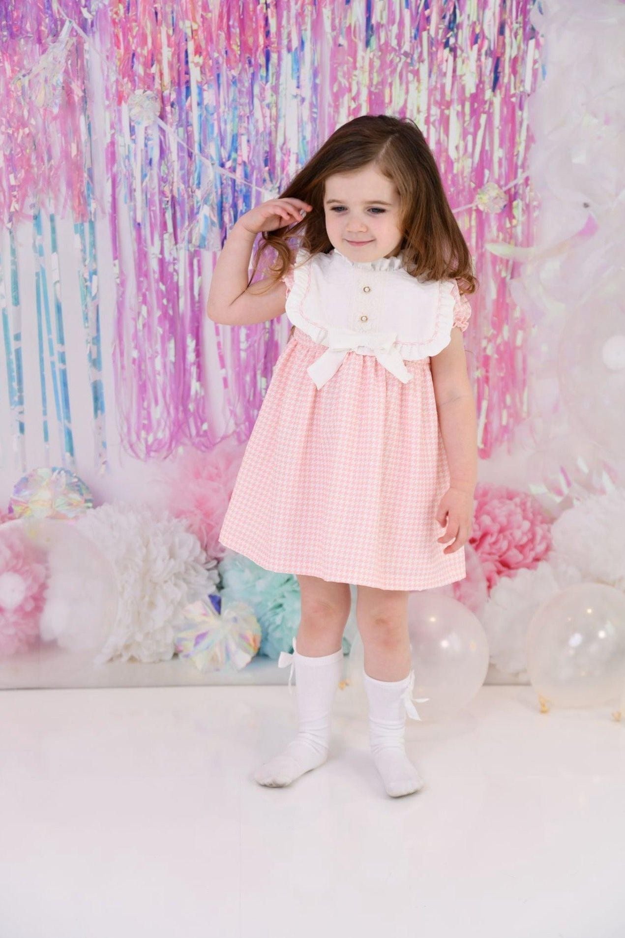 Fofettes & Be Chic Girls Pink Check Dress Dainty Delilah 