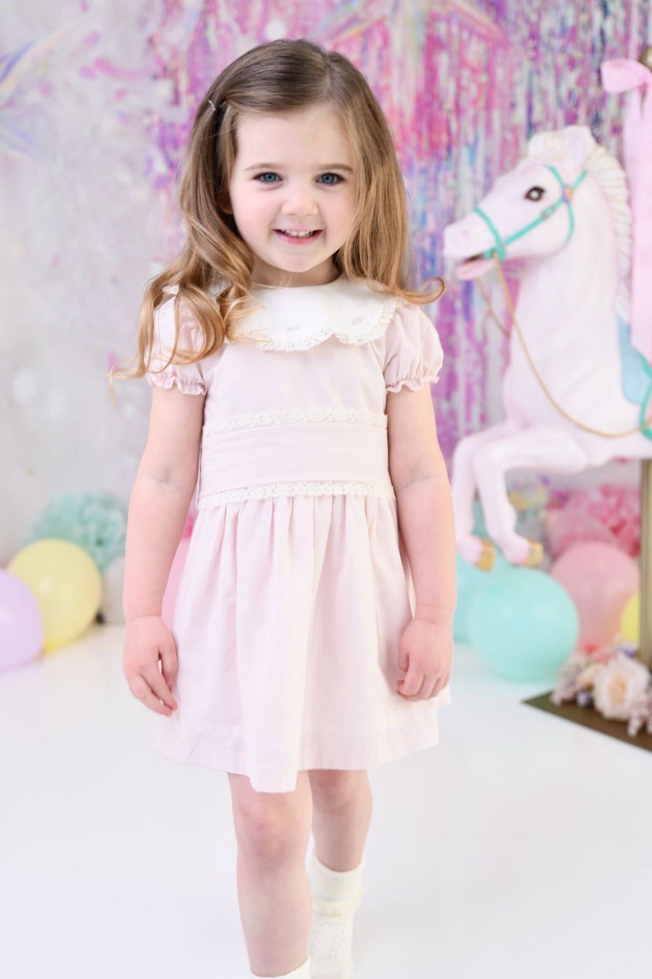 Fofettes & Be Chic Girls Pink Rose Dress Dainty Delilah