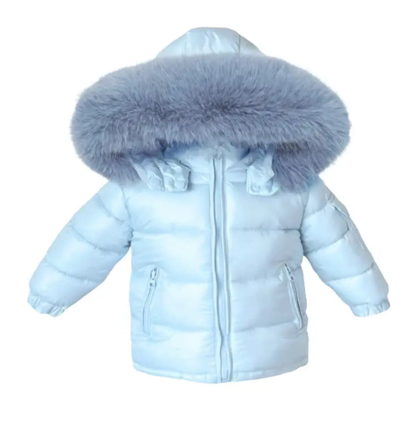 Baby Blue Fur Hood Unisex Coat Upto 12 Years Dainty Delilah