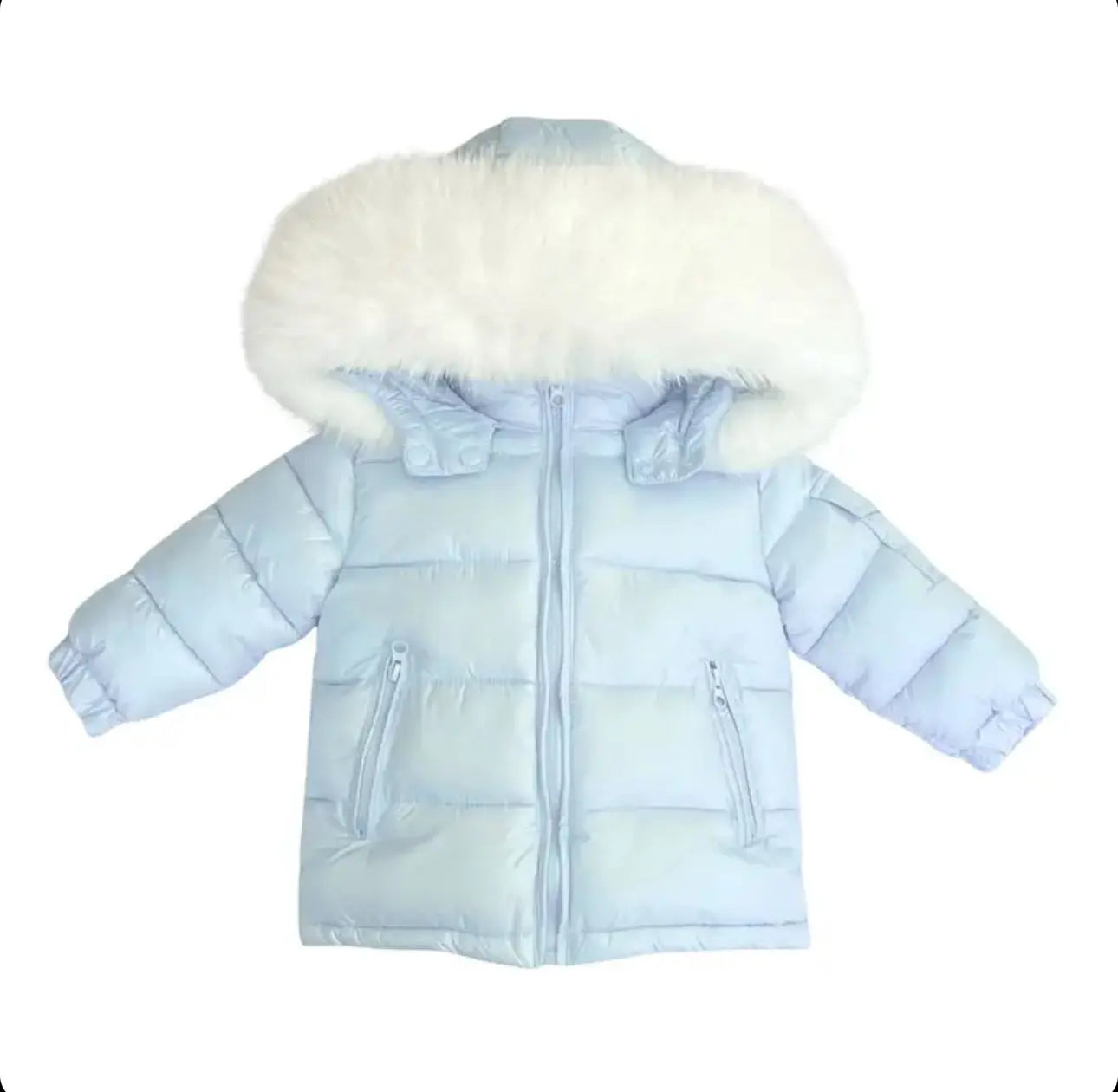 Baby Blue White Fur Hood Unisex Coat Dainty Delilah