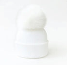 White Single Pompom Fur Unisex Hat Dainty Delilah