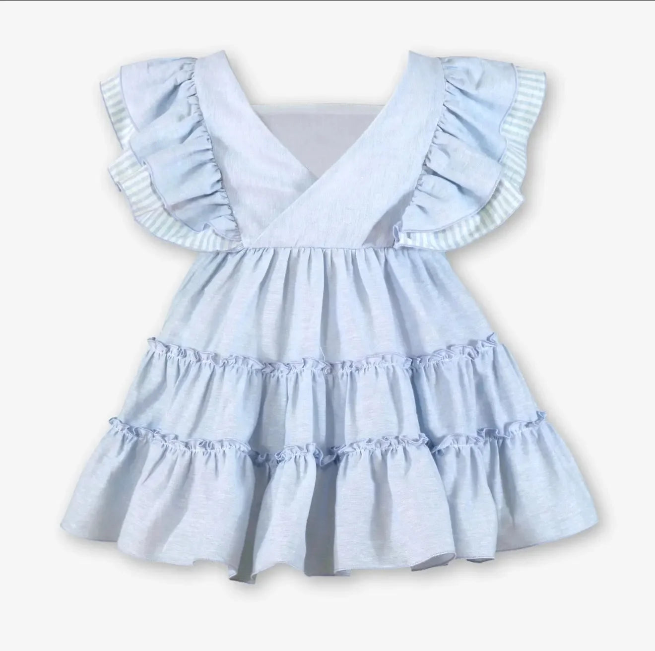 Miranda Girls Blue & White Stripe Linen Dress Miranda