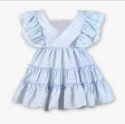 Miranda Girls Blue & White Stripe Linen Dress Miranda