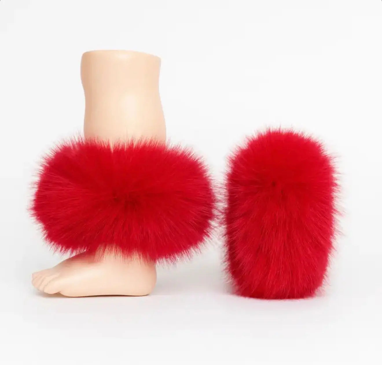 Red Fur Wrist / Ankle Cuffs Dainty Delilah