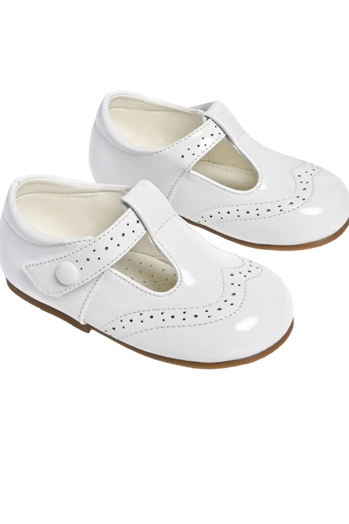 Baby Boys Spanish White Patent T Bar Shoes Dainty Delilah