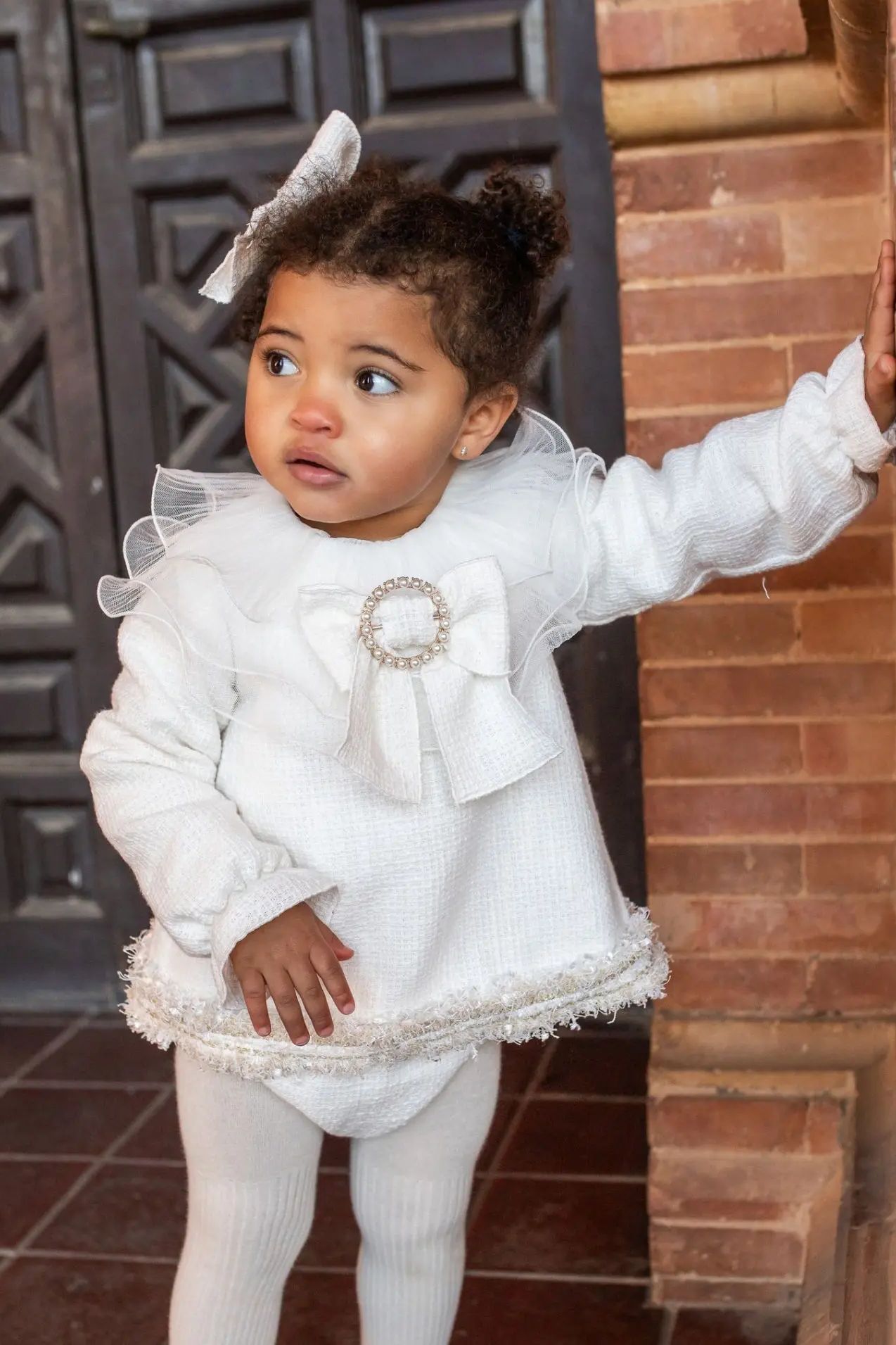 AW25 Naxos Baby Girls Cream Tweed Dress Naxos