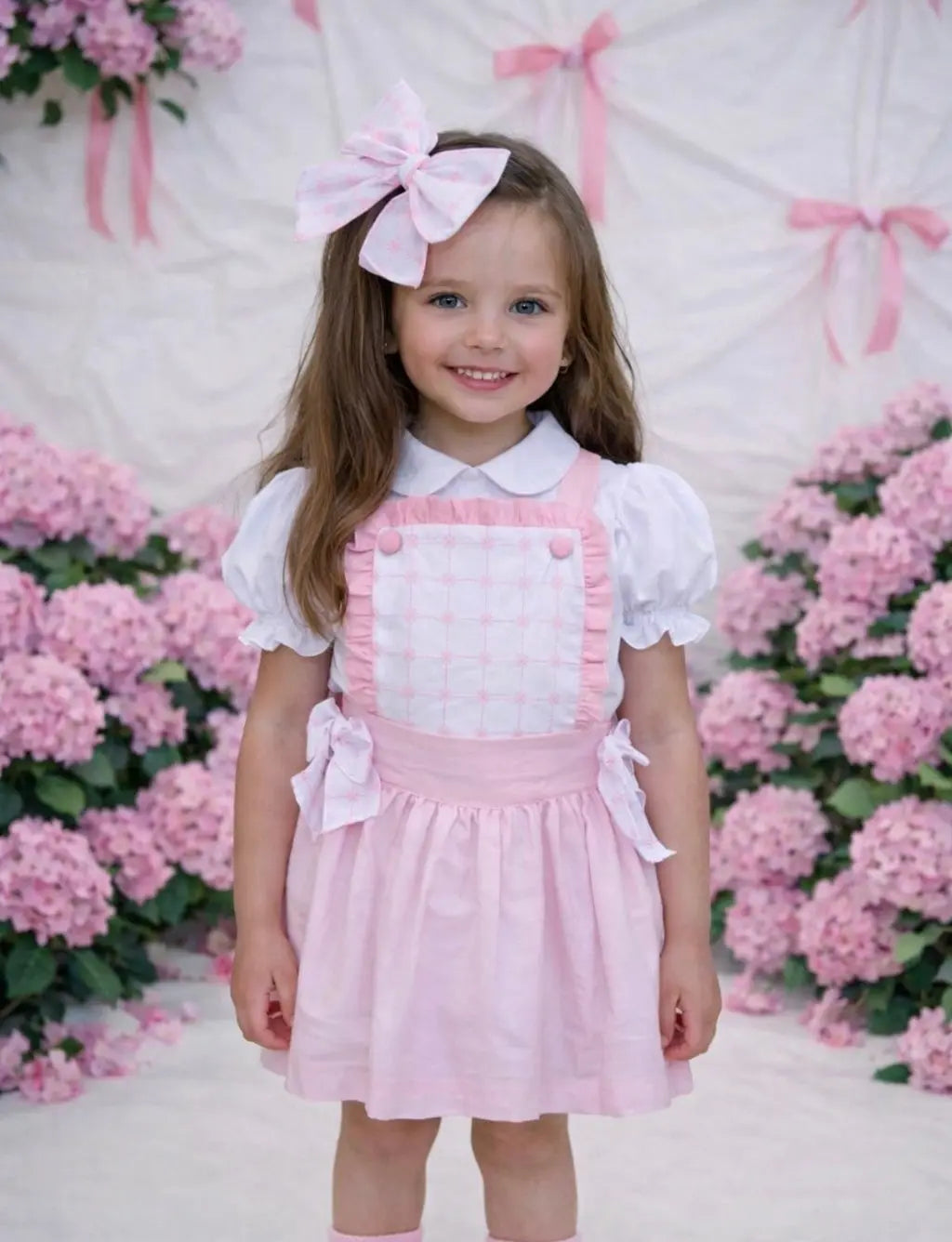 Babine Girls Pink Pinafore Shirt & Dress Set Babine