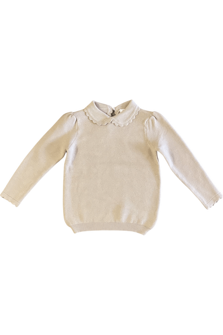 Girls Knitted Mauve Frilly Collar Jumper Dainty Delilah 