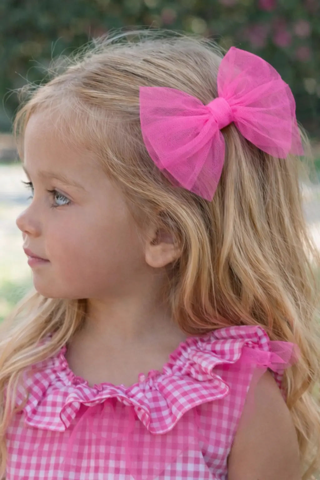 Babine Girls Hot Pink Tulle Hair Bow Babine