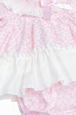 Girls Pink Spot Frilly Dress & Knickers