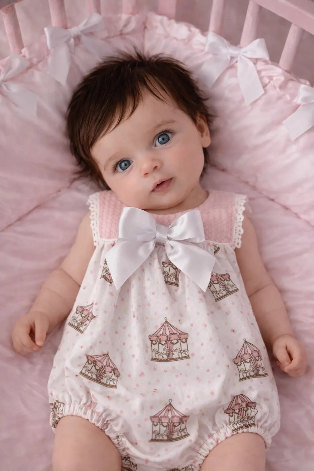 SS26 Baby Girls Pink Carousel  Romper Dainty Delilah