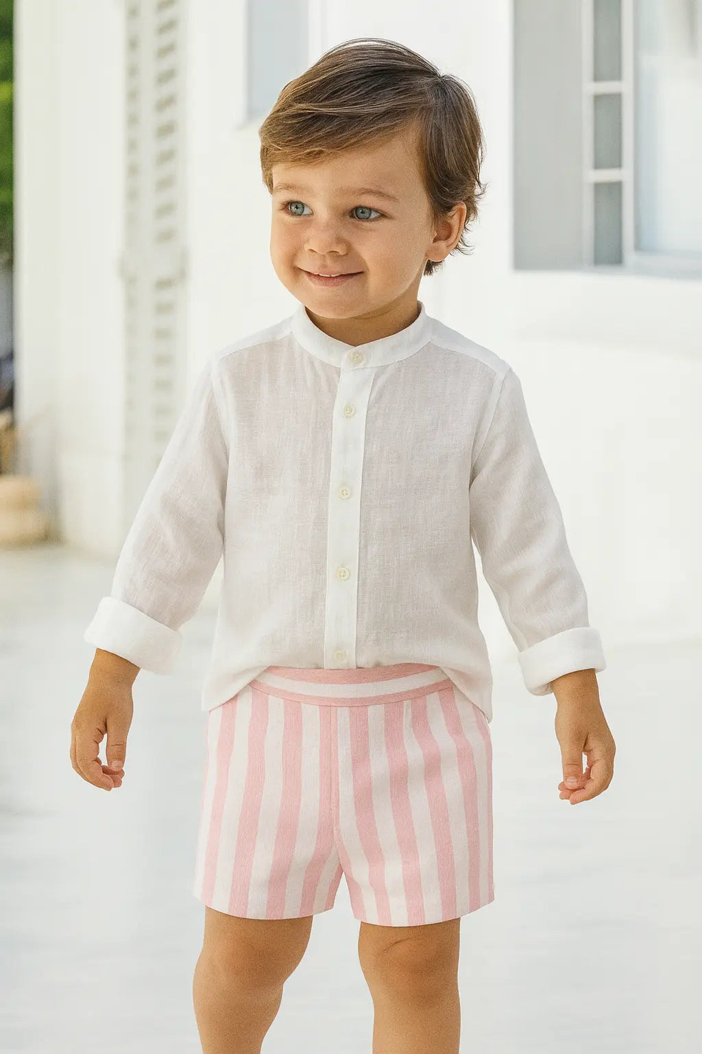 SS25 Babine Boys Pink Stripe Shorts & Shirt Babine