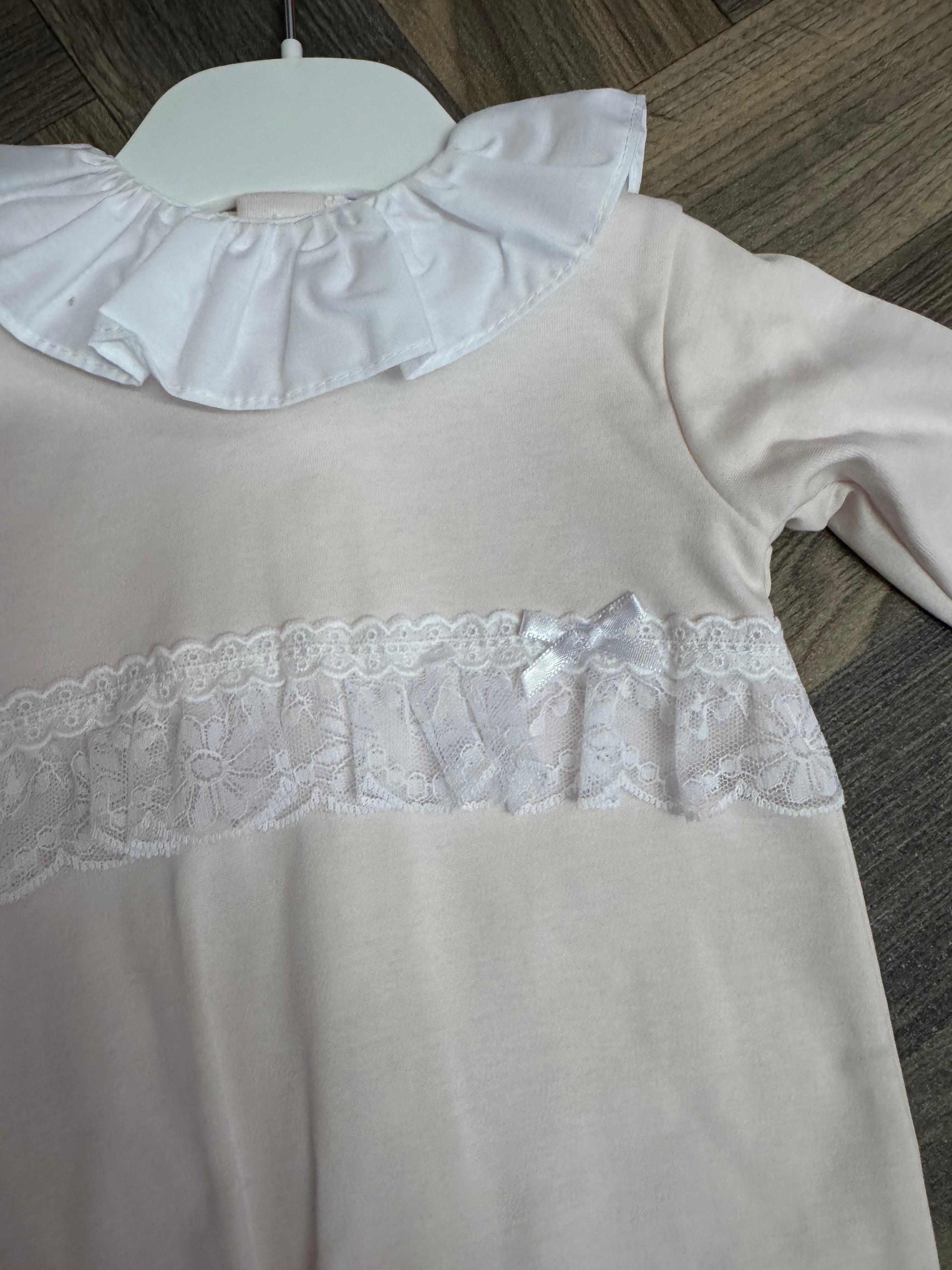 Spanish Baby Girls Pink Lace Babygrow Dainty Delilah