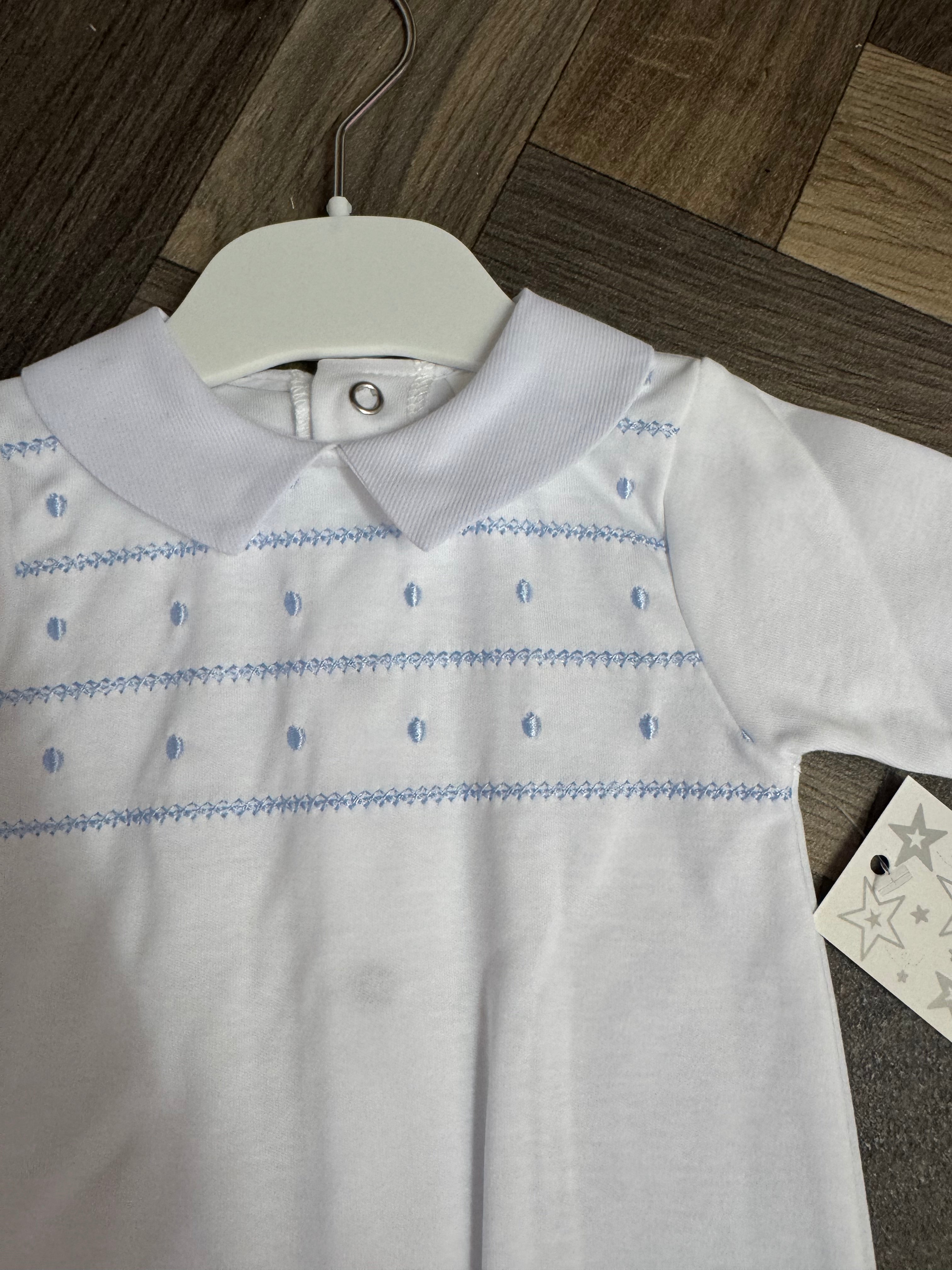 Dainty Delilah Baby Boys White Smocked Spanish Babygrow Dainty Delilah