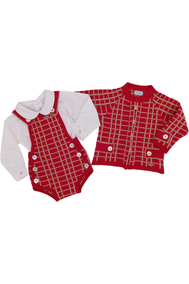 AW24 Rahigo Baby Boys Red Set, Hat & Socks