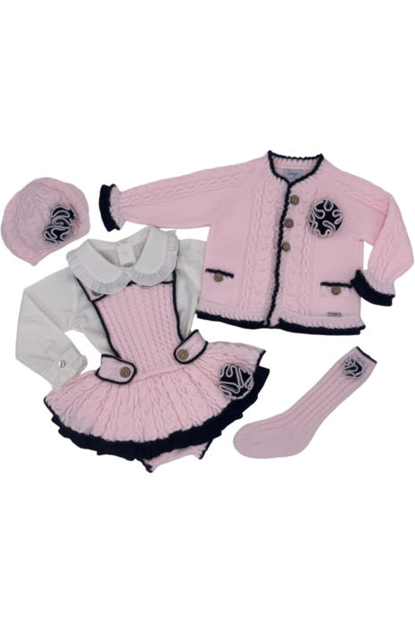 AW24 Rahigo Baby Pink & Navy Romper Set