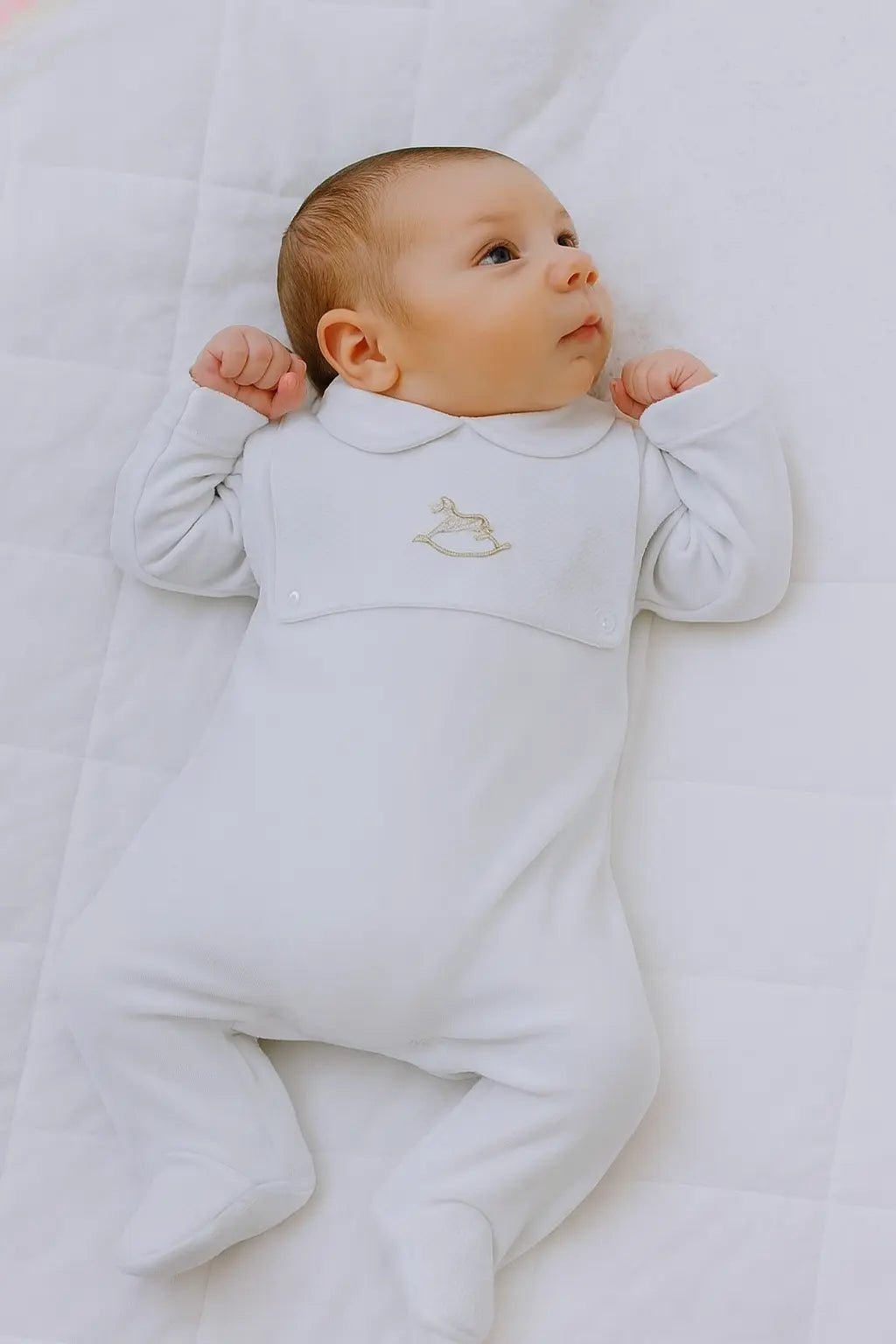 Spanish Baby Unisex White Bib Babygrow Dainty Delilah