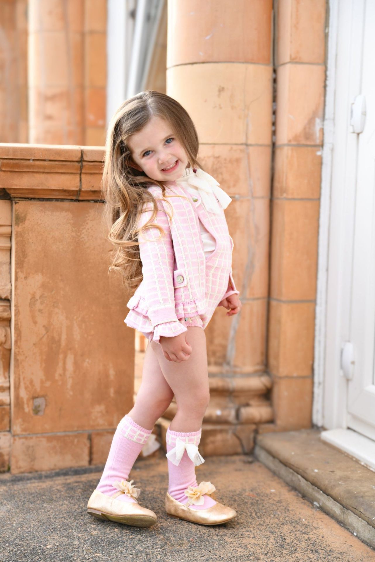 AW24 Rahigo Baby Pink & White Romper Set with Socks