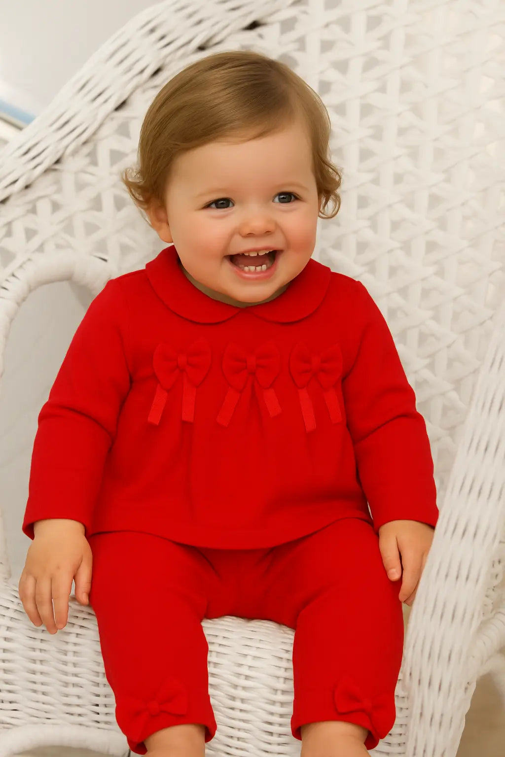 AW25 Girls Red Bow Pleated Tracksuit Dainty Delilah
