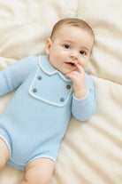 Unisex Baby Blue Knitted Romper Dainty Delilah