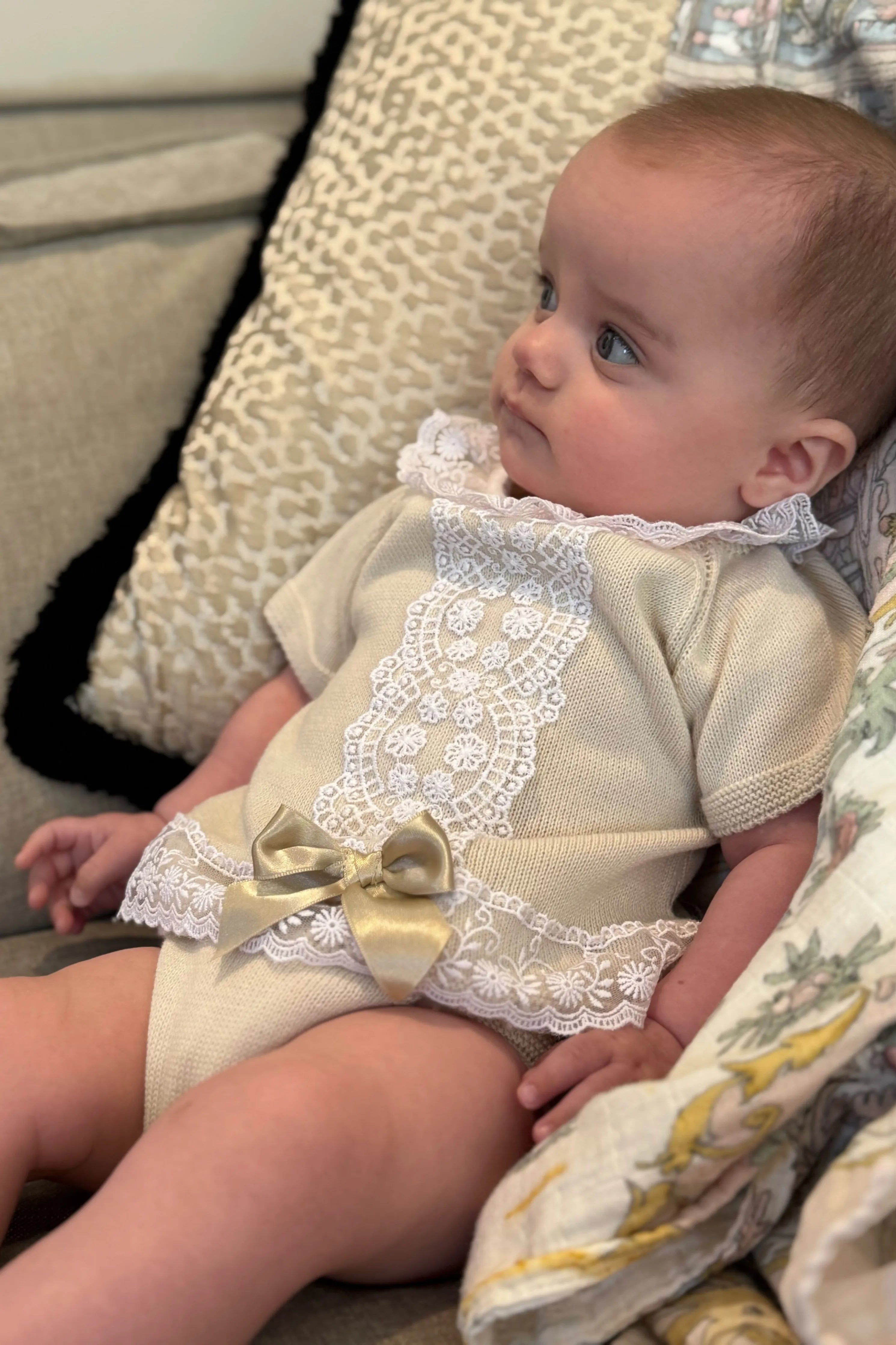 Baby Girls Beige Lace Jam Pant Set Dainty Delilah