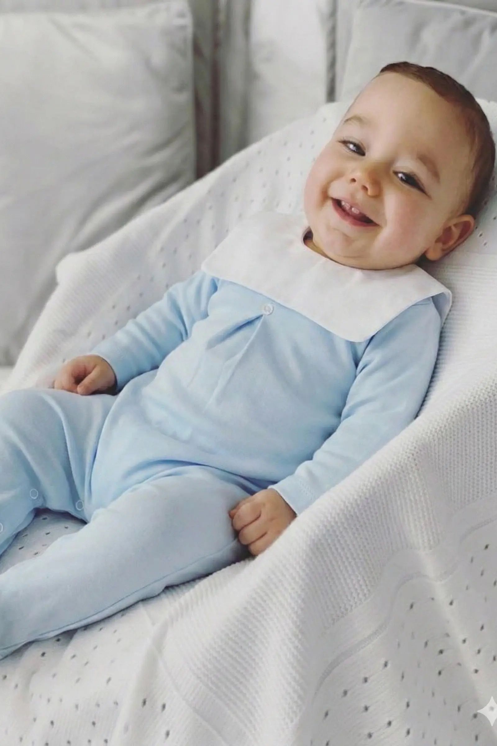 Dainty Delilah Baby Boys White Smocked Spanish Babygrow Dainty Delilah