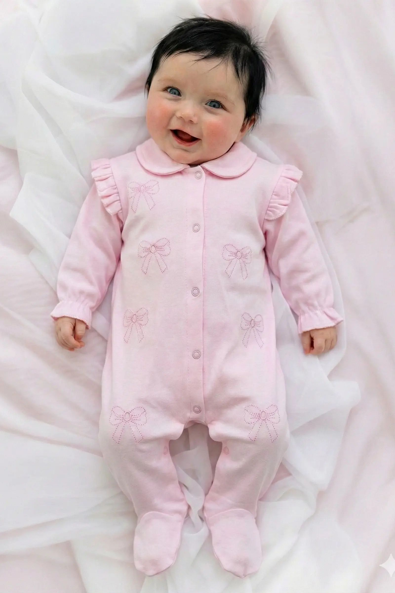 Spanish Baby Girls Pink Lace Babygrow Dainty Delilah