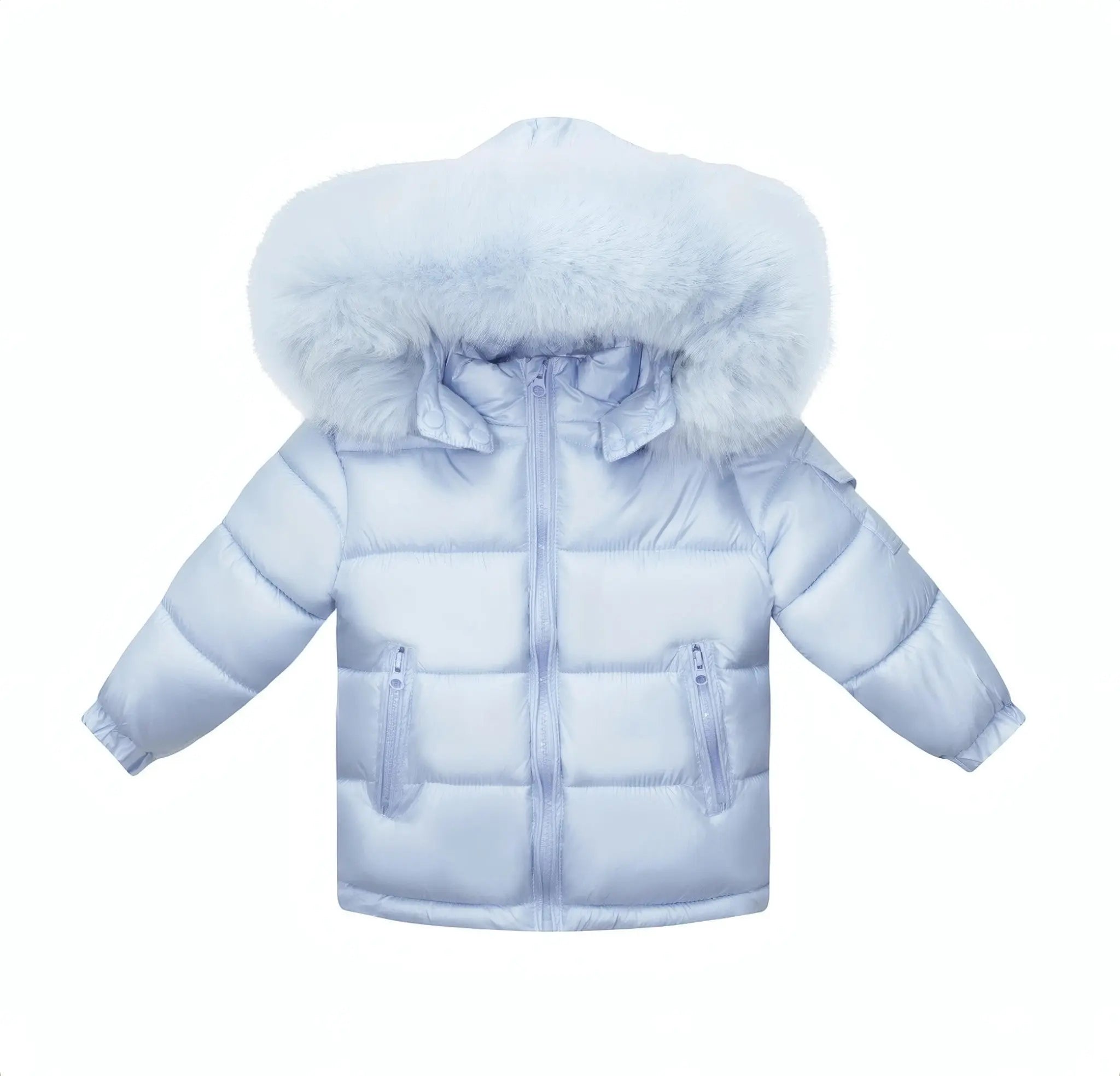 Baby Blue Fur Hood Unisex Coat Upto 12 Years - In Stock Dainty Delilah