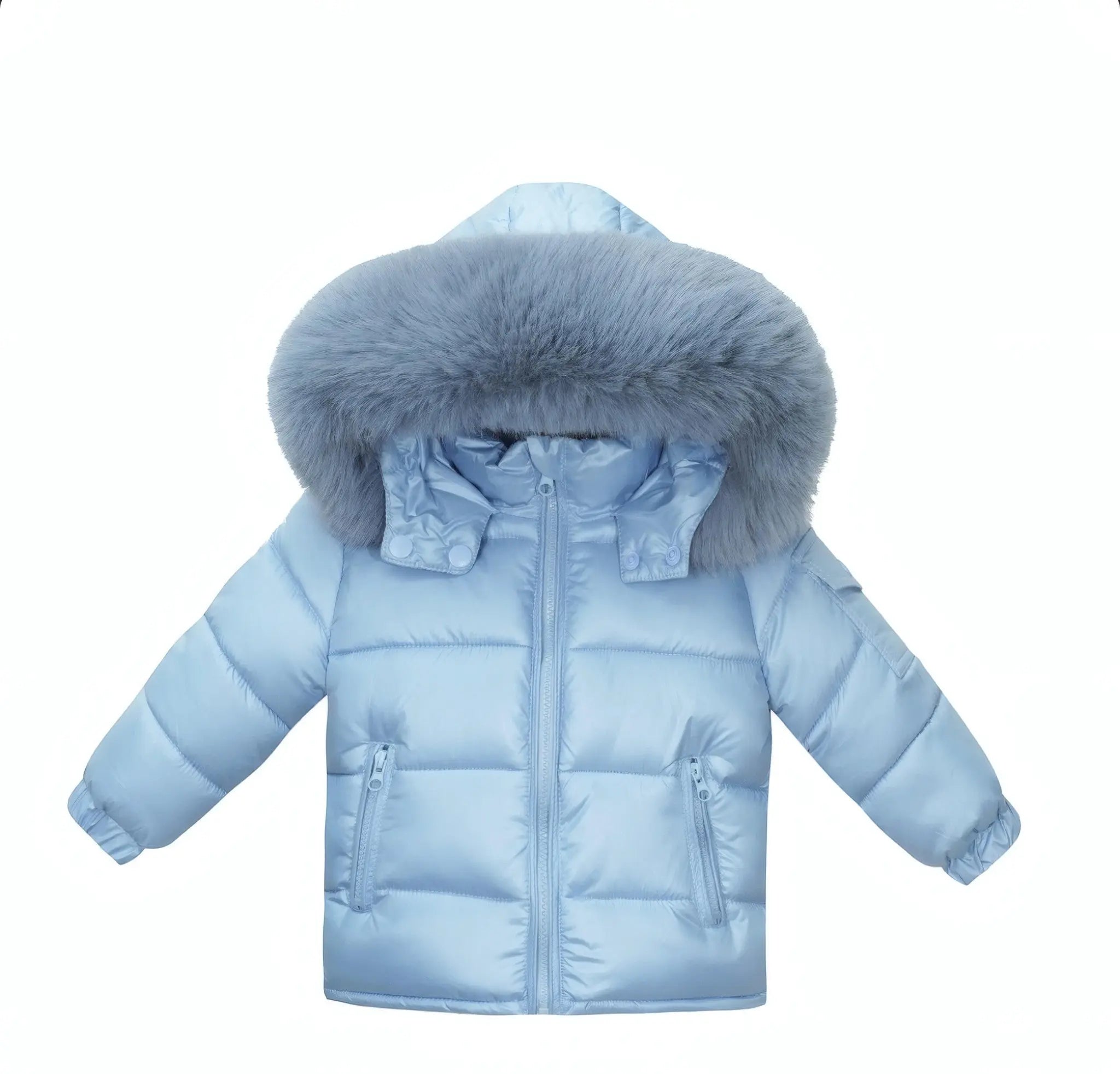 Ocean Blue Fur Hood Unisex Coat Dainty Delilah