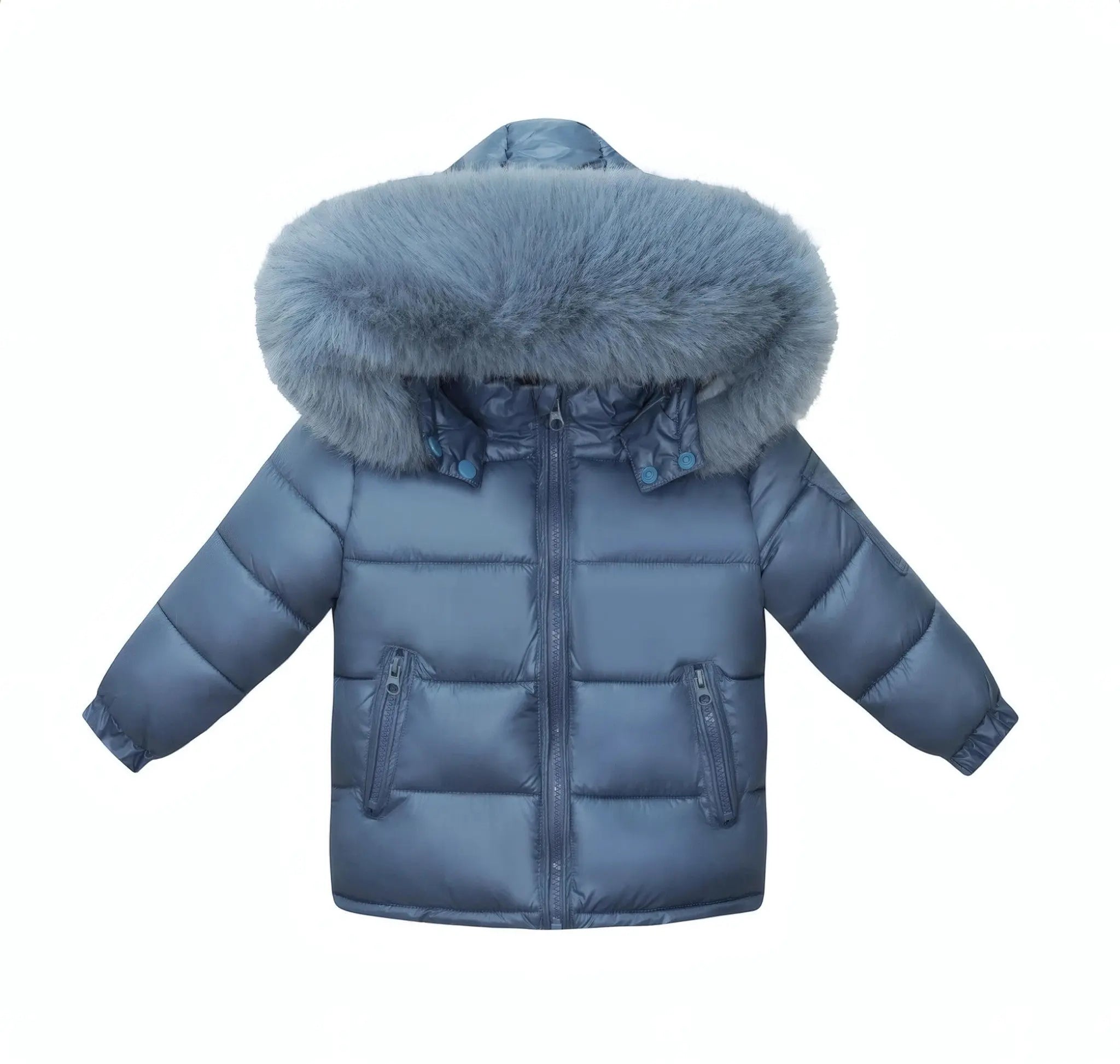 Navy Blue Fur Hood Unisex Coat Upto 12 Years Dainty Delilah