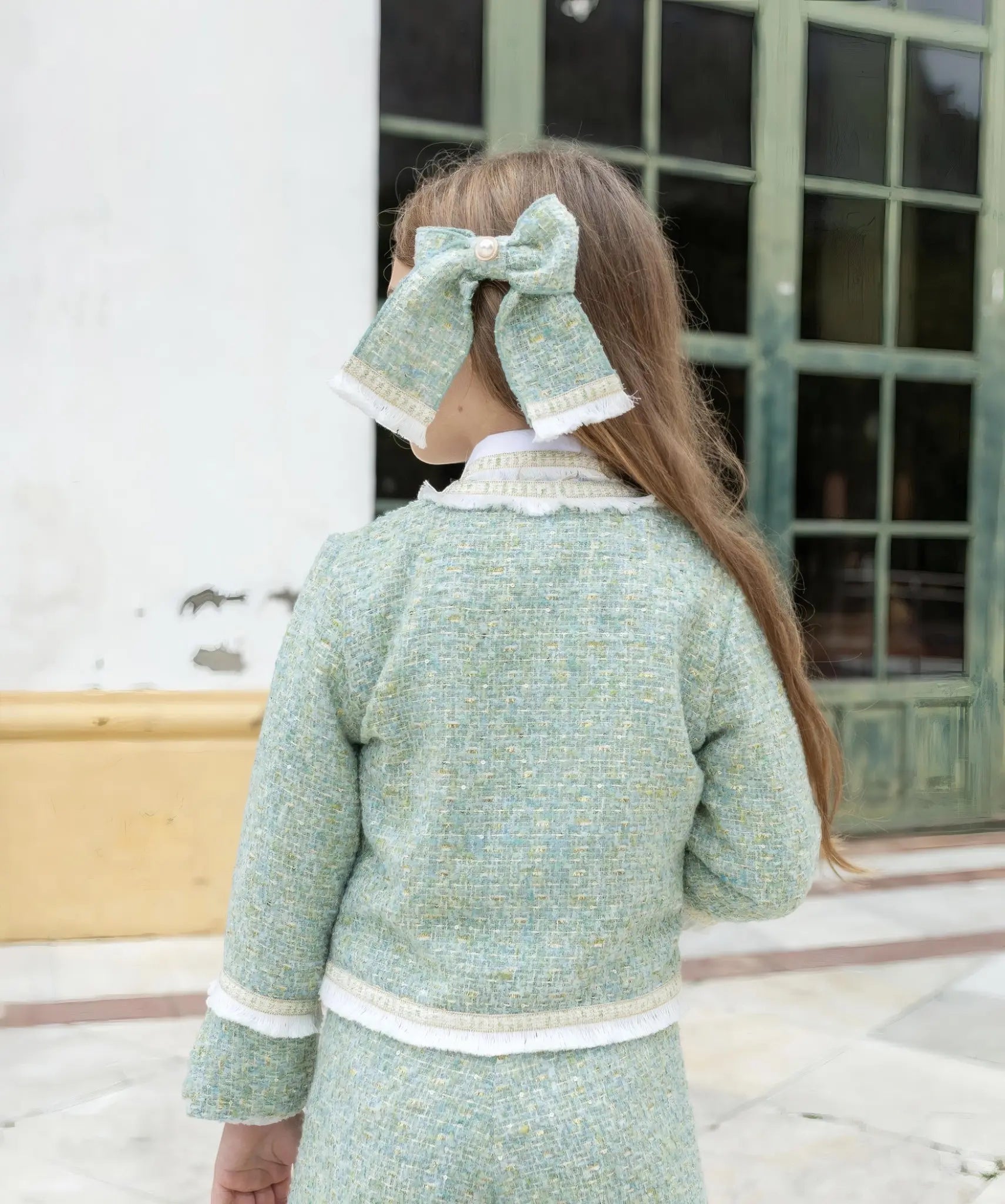 AW26 Naxos Emerald Tweed Blazer, Shirt & Skirt Set Naxos
