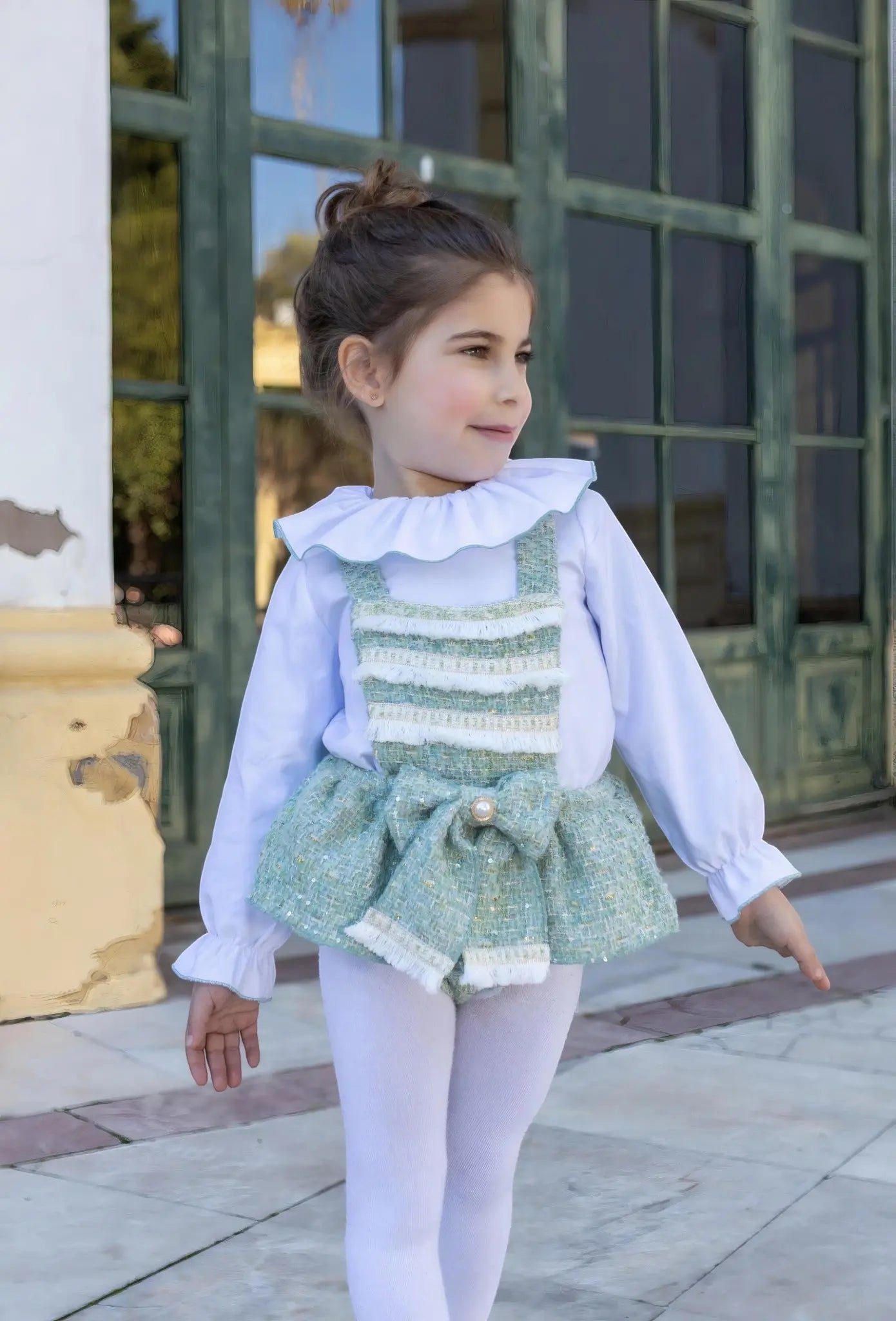 AW26 Naxos Emerald Tweed Baby H Bar Set Naxos