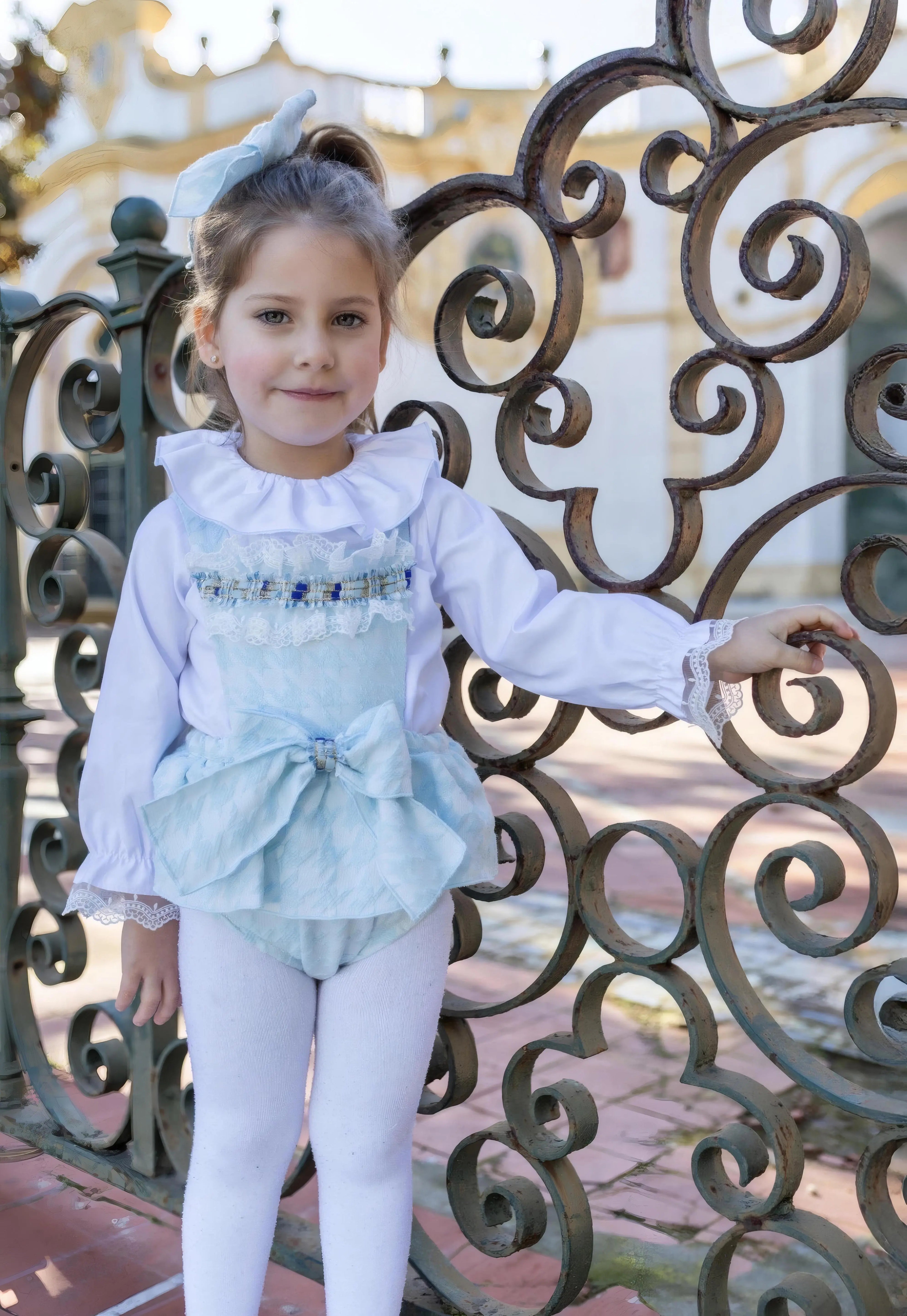 AW26 Naxos Baby Girls Blue Check H Bar Set Naxos